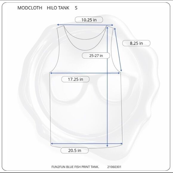 MODCLOTH RACERBACK HENLEY TANK TOP IN BLUE FISH TINY PRINT WOMEN’S SIZE SMALL - Picture 10 of 10